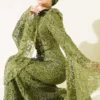 Lace Sleeve Flared Fish Model Evening Dress Khaki en gros dress view 2 - Hicabistan usine Turquie
