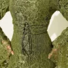 Lace Sleeve Flared Fish Model Evening Dress Khaki en gros dress view 4 - Hicabistan usine Turquie