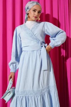 Alternative view of Lace Front Tie Two-Piece Set Baby Blue