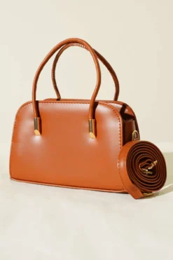Leather Hand and Shoulder Bag Tan