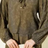 Patterned Tie Detail Skirt Set Khaki all'ingrosso clothing set view 4 - Hicabistan fabbrica Turchia