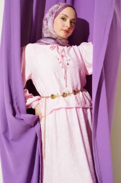 Alternative view of Patterned Tie Detail Skirt Set Pink
