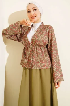 Patterned Waist Detail Skirt Set wholesale clothing set view 2 - Hicabistan Turkey factory