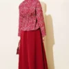 Patterned Waist Detail Skirt Set Burgundy wholesale clothing set view 3 - Hicabistan Turkey factory