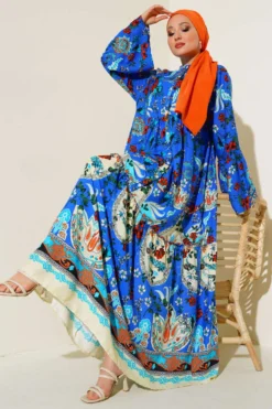Printed Buttoned Tiered Dress