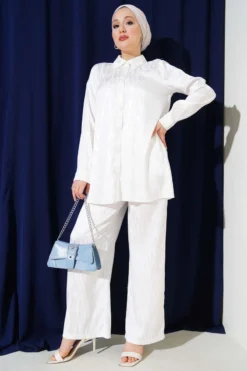 Jacquard Tunic Two-Piece Set White