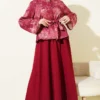 Patterned Belted Double Skirt Set Burgundy en gros clothing set view 2 - Hicabistan usine Turquie