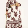 Dress with Half Button Detail Brown