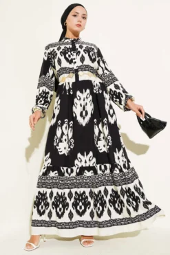 Dress with Half Button Detail Black