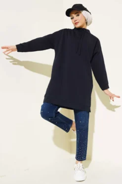 Vista alternativa di Stand Collar Tunic Navy Blue