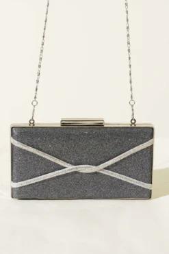 Alternative view of Rectangular Cross Glitter Evening Bag Charcoal