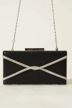 Alternative view of Rectangular Cross Glitter Evening Bag Black