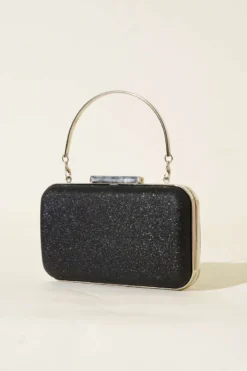 Rectangular Handle Evening Bag Black