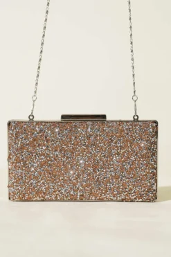 Alternative view of Rectangular Stone Evening Bag Copper Silver