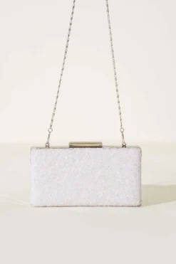 Vista alternativa di Rectangular Stone Evening Bag White