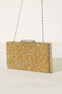 Rectangular Stone Evening Bag Yellow