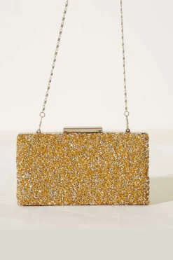 Alternative view of Rectangular Stone Evening Bag Yellow