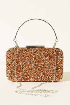 Alternative view of Rectangular Stone-Handled Evening Bag Copper