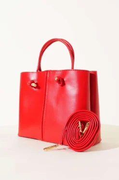 Stitched Detail Women's Handbag Red