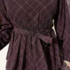 Checkered Tiered Dress with Elastic Waist Brown wholesale dress view 4 - Hicabistan Turkey factory