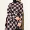 Checkered Pattern Blouse and Skirt Set Black wholesale clothing set view 2 - Hicabistan Turkey factory