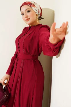 Skirt Burgundy بالجملة dress view 2 - Hicabistan مصنع تركيا