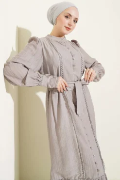 Skirt Grey en gros dress view 2 - Hicabistan usine Turquie