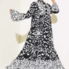 Ethnic Pattern Buttoned Loose Dress White