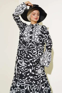 منظر بديل لـ Ethnic Pattern Buttoned Loose Dress White