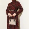 Ethnic Print Belted Ruffled Dress بالجملة dress view 2 - Hicabistan مصنع تركيا