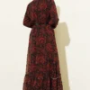 Ethnic Print Belted Ruffled Dress بالجملة dress view 3 - Hicabistan مصنع تركيا