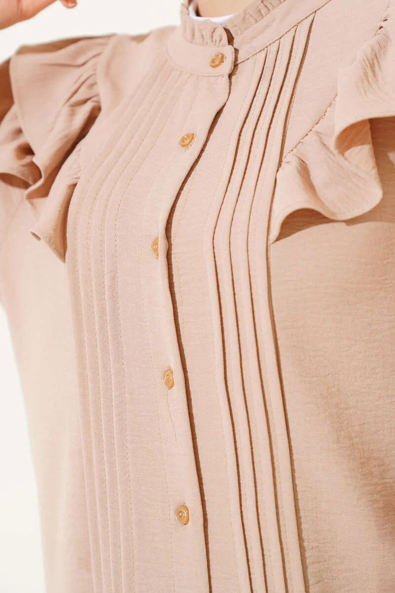 Ruffled Shirt Beige - Image 4