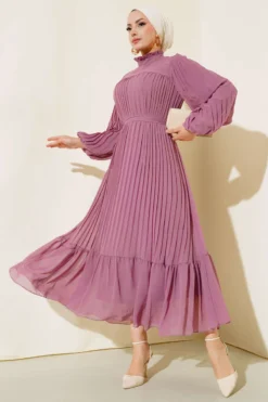 Ruffled Pleated Chiffon Dress