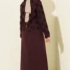 Zipper Detailed Fringed Dress Set Burgundy بالجملة dress view 3 - Hicabistan مصنع تركيا