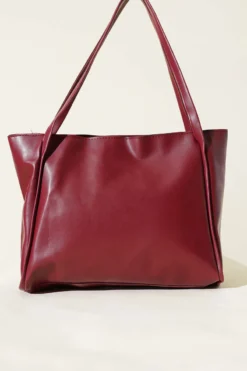 Alternative view of Zippered Basic Shoulder Bag Burgundy