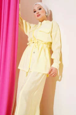 Alternative view of Zippered Waist Tunic Set Yellow