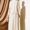 Zipper Pocket Flap Skirt Set Beige Großhandel clothing set view 3 - Hicabistan Türkei Fabrik