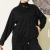 Zippered Pocket Loose Two-Piece Set Black wholesale clothing set view 2 - Hicabistan Turkey factory