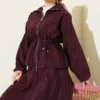 Zippered Belted Skirt Set Plum