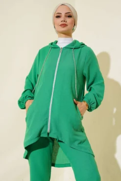 Alternative view of Hooded Zip-Up Oversized Two-Piece Set