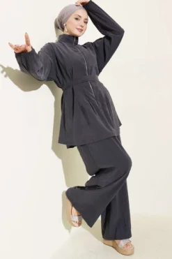 Zippered Belted Modal Two-Piece Set