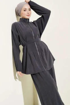 Alternative view of Zippered Belted Modal Two-Piece Set