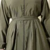 Zippered Belted Modal Two-Piece Set Khaki groothandel clothing set view 4 - Hicabistan Turkije fabriek