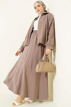 Zippered Modal Skirt Set Mink