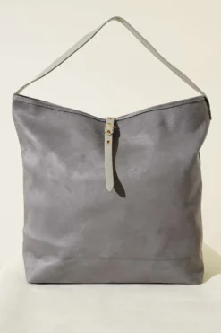 Alternative view of Zippered Suede Shoulder Bag Gray