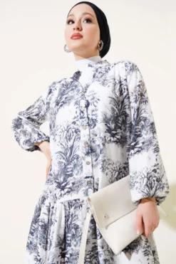 Alternative view of Flower Patterned Viscose Dress Black