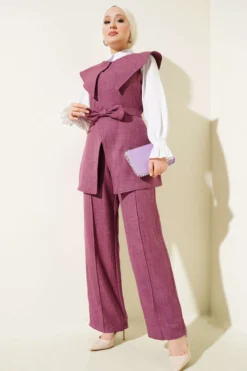 Bow Detail Sailor Collar Two-Piece Set en gros clothing set - Hicabistan usine Turquie