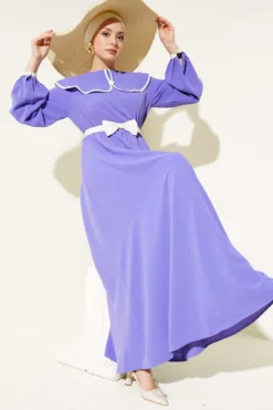 Bow Tie Baby Collar Dress Lilac