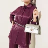 Satin Two-Piece Set with Scarf Detail Plum wholesale clothing set view 2 - Hicabistan Turkey factory