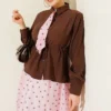 Fularlı Bel Tünelli Etekli İkili Takım Pink en gros clothing set view 2 - Hicabistan usine Turquie